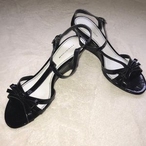 Pretty black patent wedge